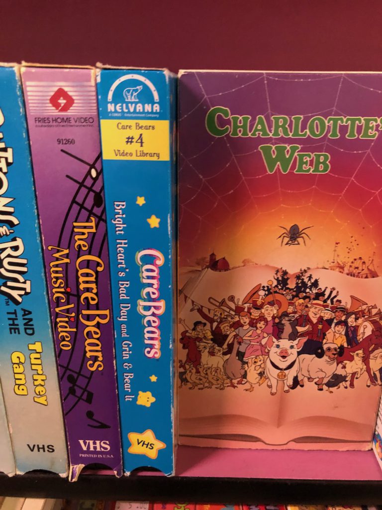 Charlotte's Web (1973) and Care Bears on VHS at Whammy! Analog Media in Echo Park. (Photo: Liz Ohanesian)
