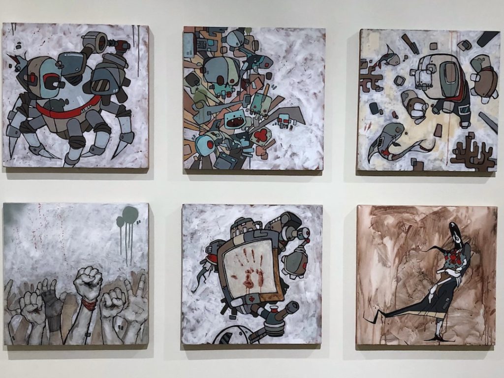 Paintings by Mike Shinoda at Japanese American National Museum in Little Tokyo for Giant Robot Biennale 5. (Photo: Liz Ohanesian)