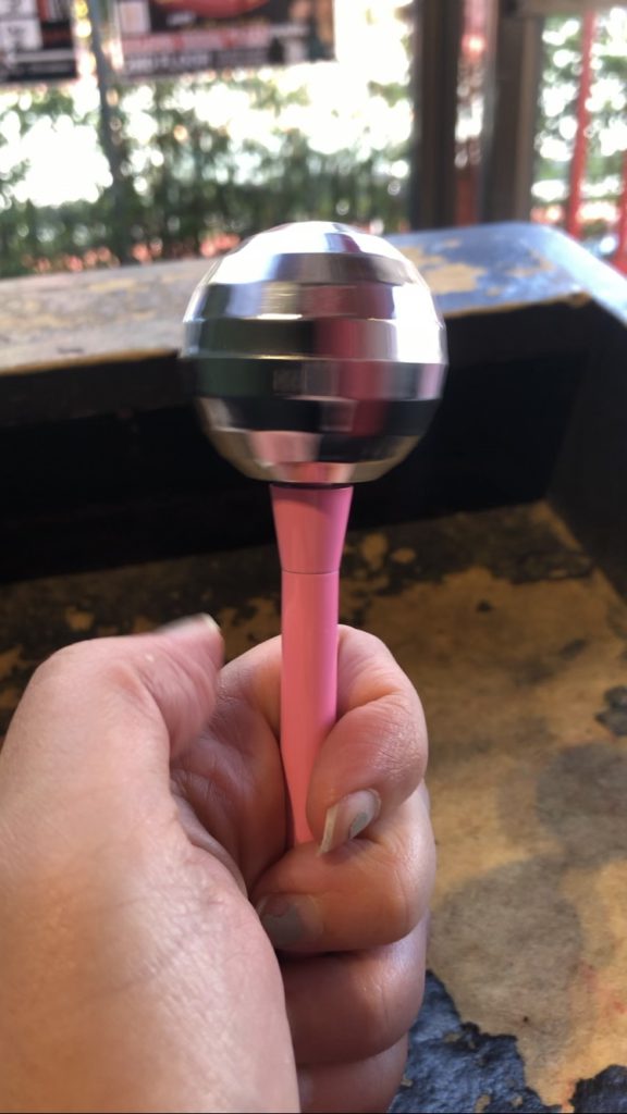 Pink pen with disco ball on top. (Photo: Liz Ohanesian