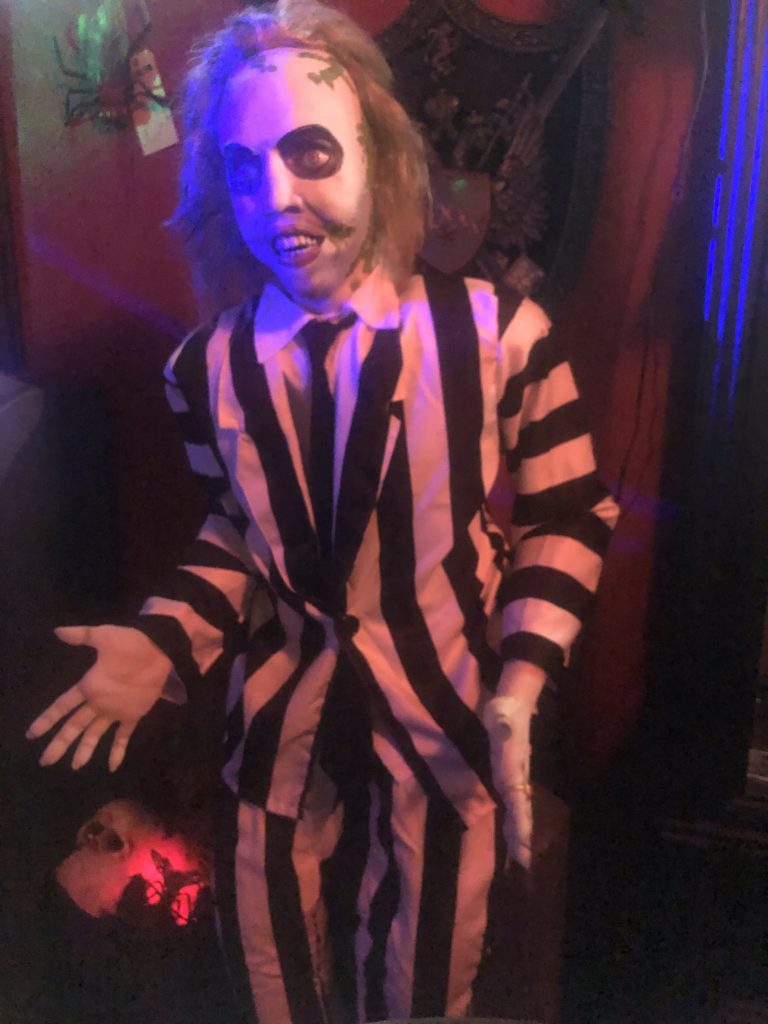 Beetlejuice full-size Halloween decoration at Alex's Bar in Long Beach, California (Photo: Liz Ohanesian October 17, 2024)