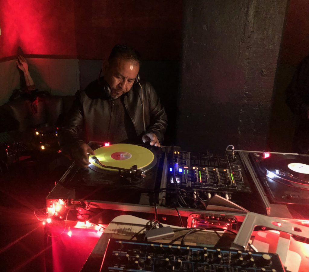 DJ Mando Italo plays an all-vinyl set at The Grayson in Los Angeles for Italo Horror Disco October 19, 2024 (Photo: Liz Ohanesian)