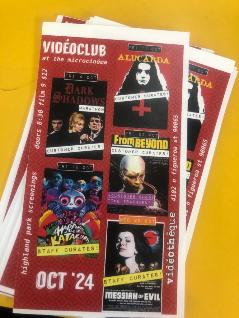 Videotheque Highland Park screening calendar flyer for October, 2024