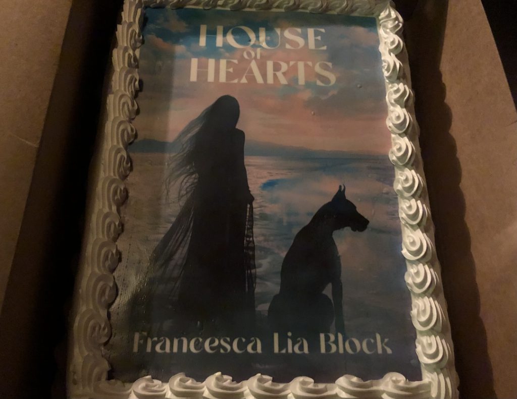 Cake celebrating the paperback release of Francesca Lia Block "House of Hearts" at Gold Diggers in Los Angeles on December 8, 2024. (Photo: Liz Ohanesian)