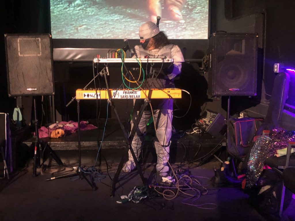 Chaki the funk wizard performs in a Robocop costume at Whammy! Analog Media in Echo Park for the VHS shop and microcinema's third anniversary (Photo: Liz Ohanesian)